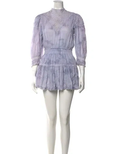 Pre-owned Loveshackfancy Floral Print Mini Dress In Blue