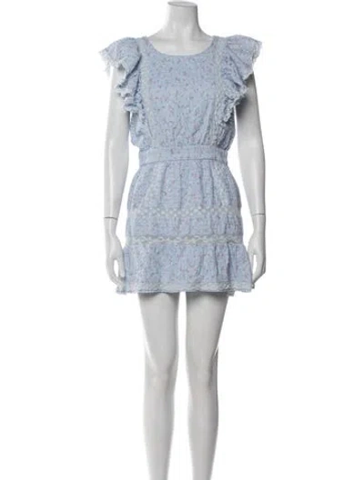 Pre-owned Loveshackfancy Floral Print Mini Dress In Blue