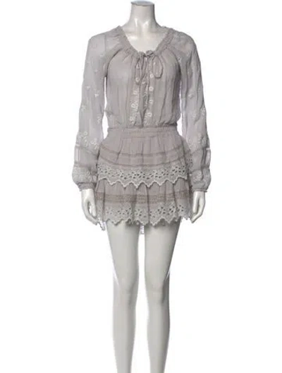 Pre-owned Loveshackfancy Floral Print Mini Dress In Blue