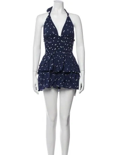 Pre-owned Loveshackfancy Floral Print Mini Dress In Blue