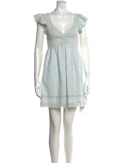 Pre-owned Loveshackfancy Floral Print Mini Dress In Blue