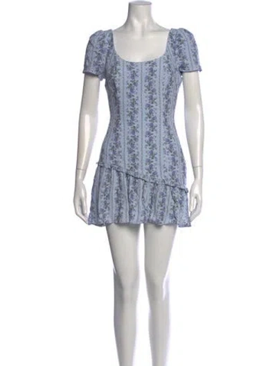 Pre-owned Loveshackfancy Floral Print Mini Dress In Blue
