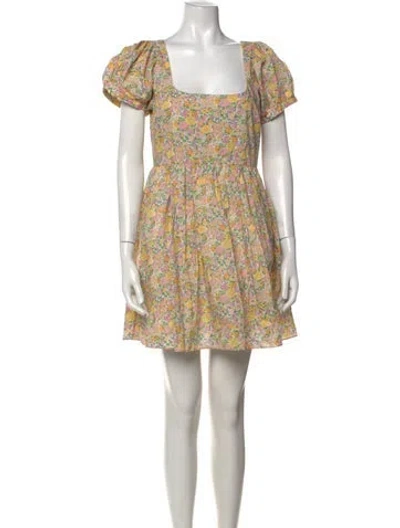 Pre-owned Loveshackfancy Floral Print Mini Dress In Blue