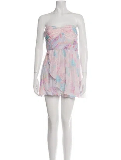 Pre-owned Loveshackfancy Floral Print Mini Dress In Blue