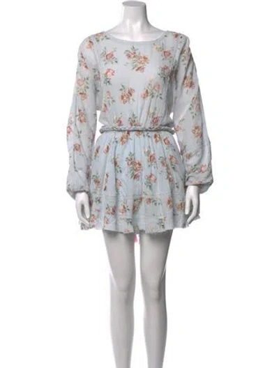 Pre-owned Loveshackfancy Floral Print Mini Dress In Blue