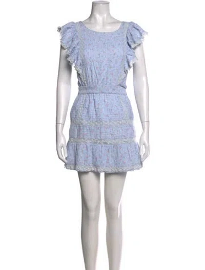 Pre-owned Loveshackfancy Floral Print Mini Dress In Blue