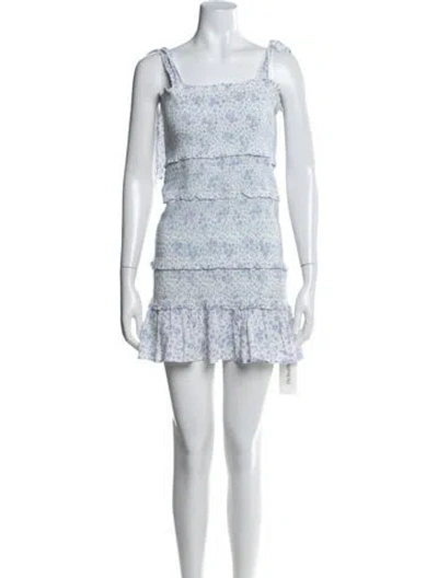 Pre-owned Loveshackfancy Floral Print Mini Dress In Blue