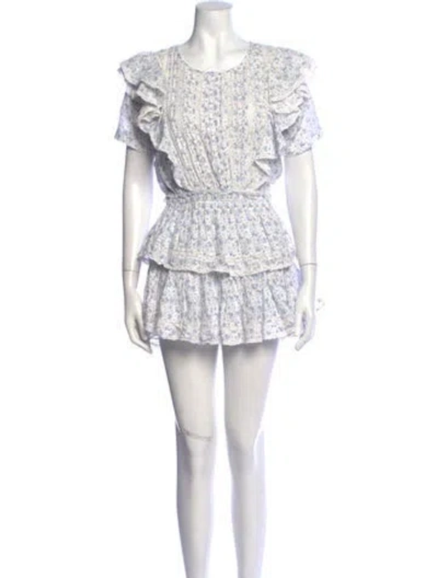 Pre-owned Loveshackfancy Floral Print Mini Dress In Blue