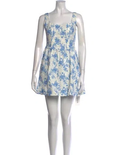Pre-owned Loveshackfancy Floral Print Mini Dress In Blue
