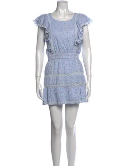 Pre-owned Loveshackfancy Floral Print Mini Dress In Blue