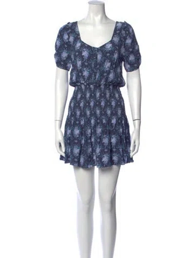 Pre-owned Loveshackfancy Floral Print Mini Dress In Blue