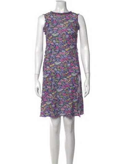 Pre-owned Loveshackfancy Floral Print Mini Dress In Blue