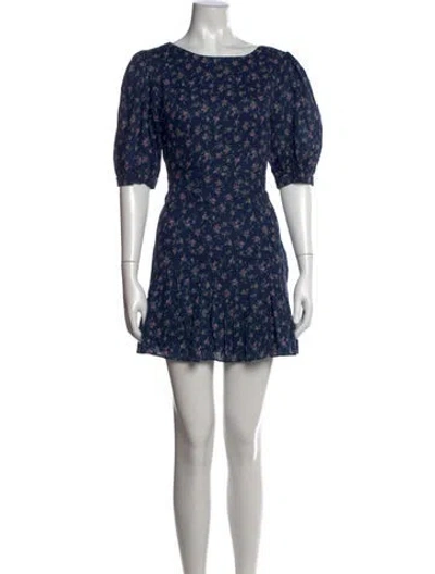 Pre-owned Loveshackfancy Floral Print Mini Dress In Blue