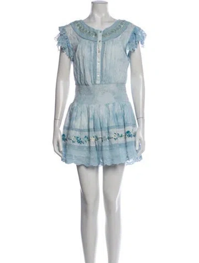 Pre-owned Loveshackfancy Floral Print Mini Dress In Blue