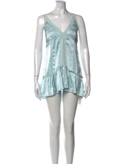 Pre-owned Loveshackfancy Floral Print Mini Dress In Blue