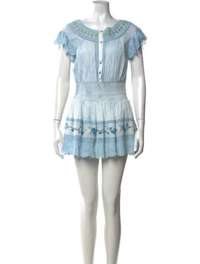 Pre-owned Loveshackfancy Floral Print Mini Dress In Blue