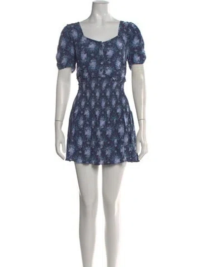 Pre-owned Loveshackfancy Floral Print Mini Dress In Blue