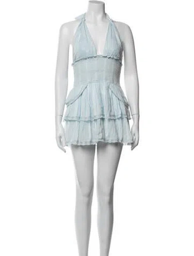 Pre-owned Loveshackfancy Floral Print Mini Dress In Blue