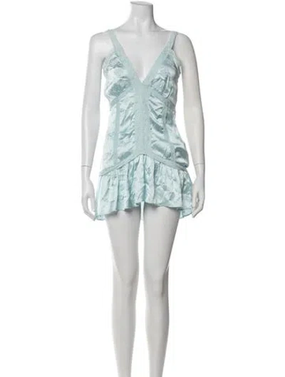 Pre-owned Loveshackfancy Floral Print Mini Dress In Blue