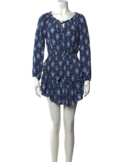 Pre-owned Loveshackfancy Floral Print Mini Dress In Blue