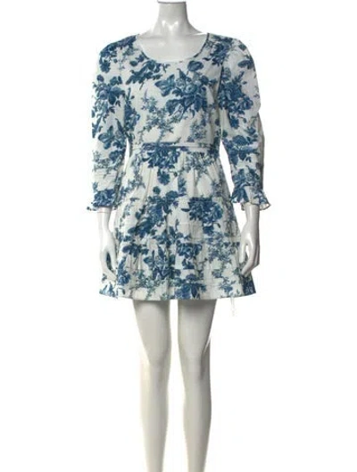 Pre-owned Loveshackfancy Floral Print Mini Dress In Blue