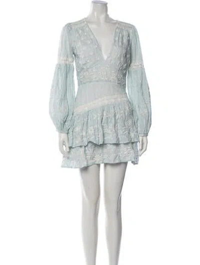 Pre-owned Loveshackfancy Floral Print Mini Dress In Blue