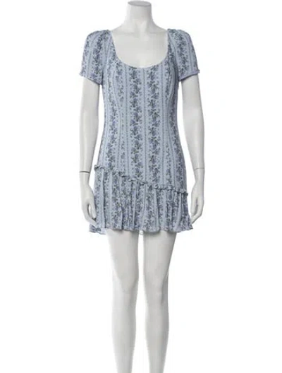 Pre-owned Loveshackfancy Floral Print Mini Dress In Blue