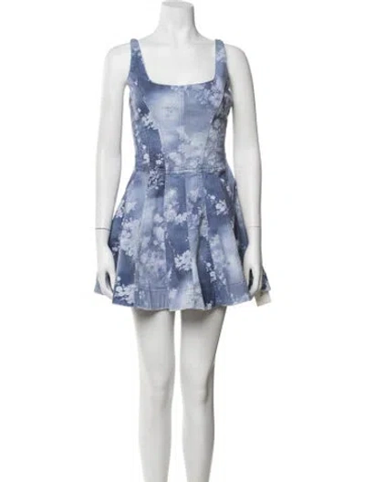 Pre-owned Loveshackfancy Floral Print Mini Dress In Blue