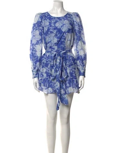 Pre-owned Loveshackfancy Floral Print Mini Dress In Blue