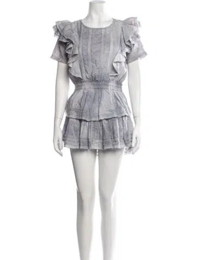 Pre-owned Loveshackfancy Floral Print Mini Dress In Blue