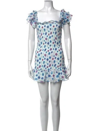 Pre-owned Loveshackfancy Floral Print Mini Dress In Blue