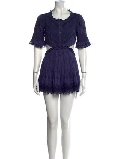 Pre-owned Loveshackfancy Floral Print Mini Dress In Blue