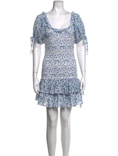 Pre-owned Loveshackfancy Floral Print Mini Dress In Blue