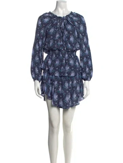 Pre-owned Loveshackfancy Floral Print Mini Dress In Blue