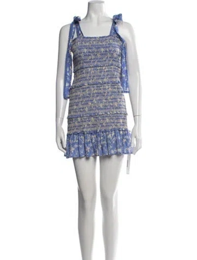 Pre-owned Loveshackfancy Floral Print Mini Dress In Blue