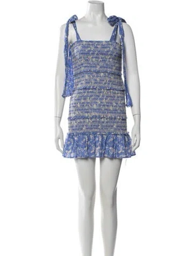 Pre-owned Loveshackfancy Floral Print Mini Dress In Blue/pink/purple