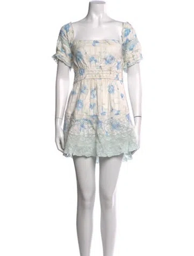Pre-owned Loveshackfancy Floral Print Mini Dress In Blue/purple/white