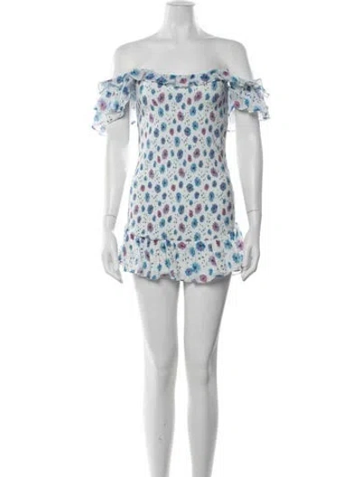 Pre-owned Loveshackfancy Floral Print Mini Dress In Blue/purple/white