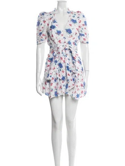 Pre-owned Loveshackfancy Floral Print Mini Dress In Blue/white