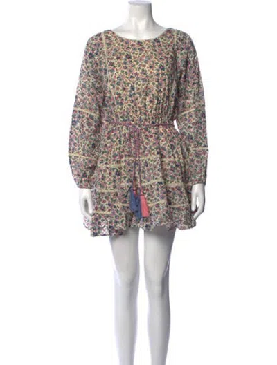 Pre-owned Loveshackfancy Floral Print Mini Dress In Brown