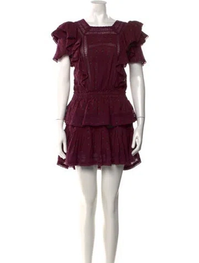 Pre-owned Loveshackfancy Floral Print Mini Dress In Burgundy