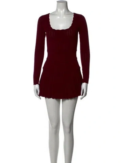 Pre-owned Loveshackfancy Floral Print Mini Dress In Burgundy