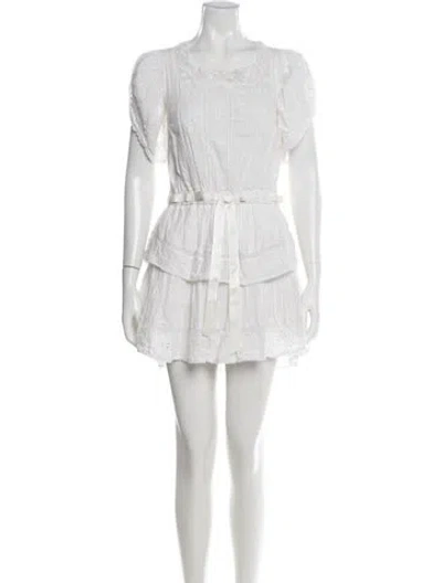 Pre-owned Loveshackfancy Floral Print Mini Dress In Gray