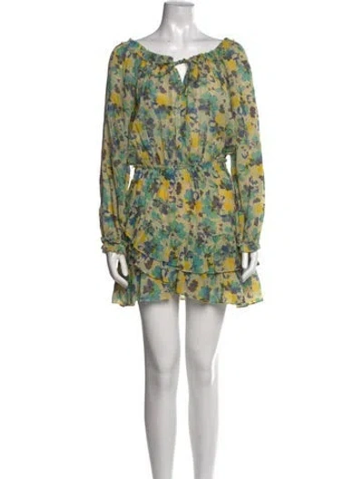 Pre-owned Loveshackfancy Floral Print Mini Dress In Green