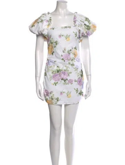 Pre-owned Loveshackfancy Floral Print Mini Dress In Green