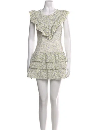 Pre-owned Loveshackfancy Floral Print Mini Dress In Green
