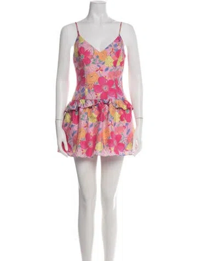 Pre-owned Loveshackfancy Floral Print Mini Dress In Green