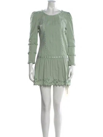 Pre-owned Loveshackfancy Floral Print Mini Dress In Green