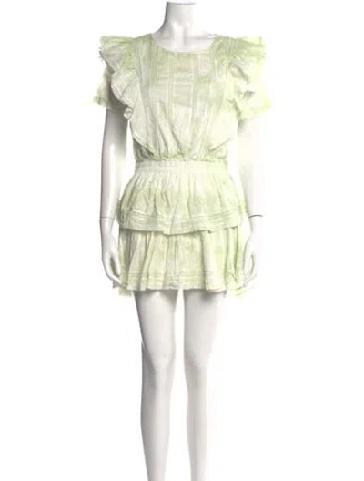 Pre-owned Loveshackfancy Floral Print Mini Dress In Green