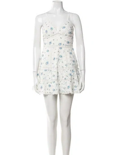 Pre-owned Loveshackfancy Floral Print Mini Dress In Green
